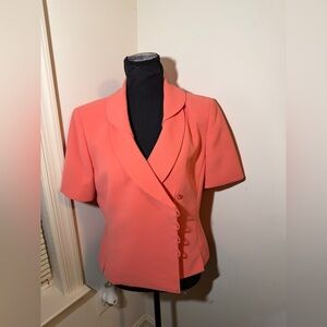 Le Suit Petite Coral Short Sleeve Blazer Jacket Womens 10P Career